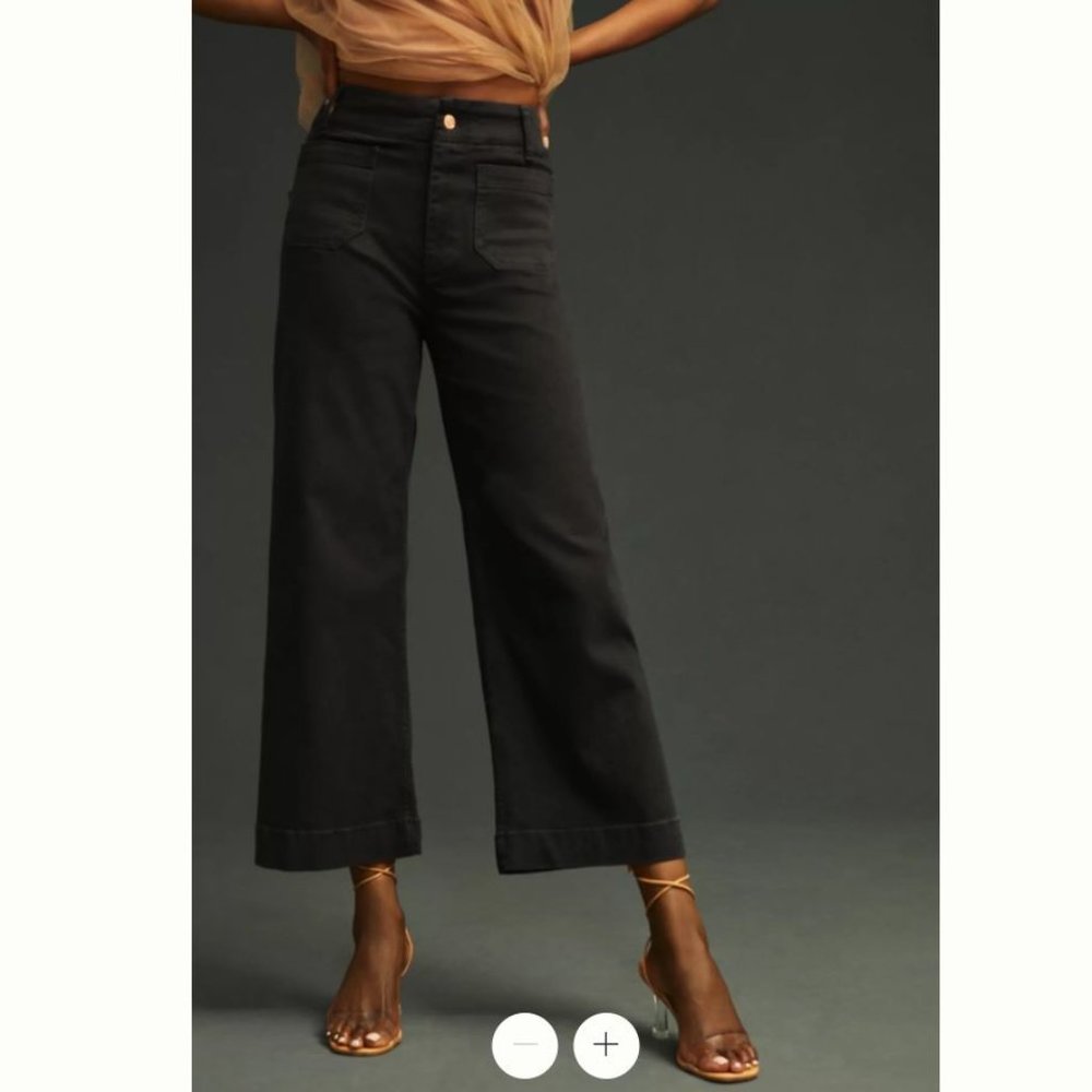 Anthropologie Pilcro Wide Leg Trousers Black